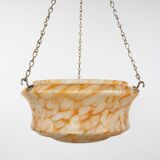 Plafonnier/abat-jour attrape-mouches Art déco des années 1930 en verre orange et blanc