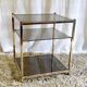 Side table in gilded metal and smoked glass by Belgo Chrome 60s/70s
