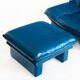 Vintage blue leather armchair and pouf by Nicoletti Salotti - Italy 80s