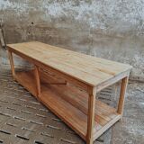Old work table textile table pine cooking island or side table