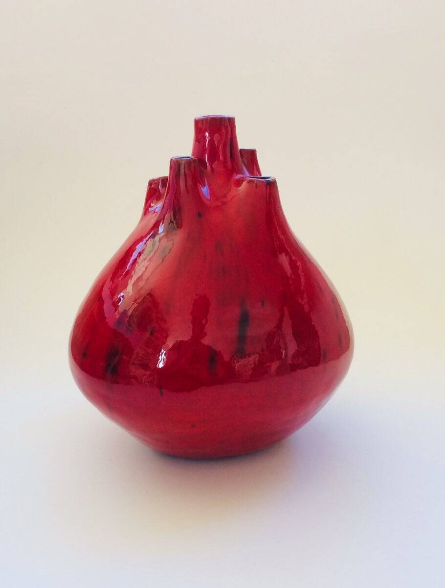 Belgian pottery spout vase by Hugria, 1960s
