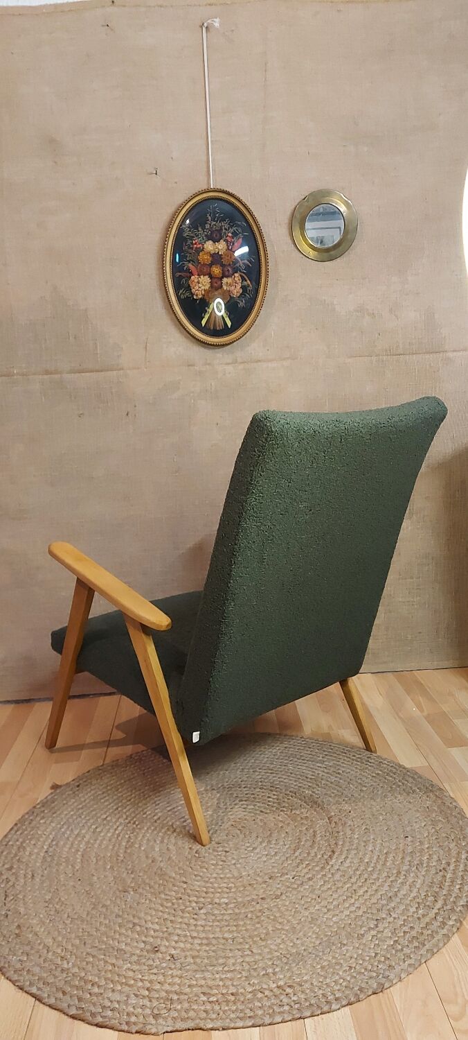 Scandinavian armchair with compass legs