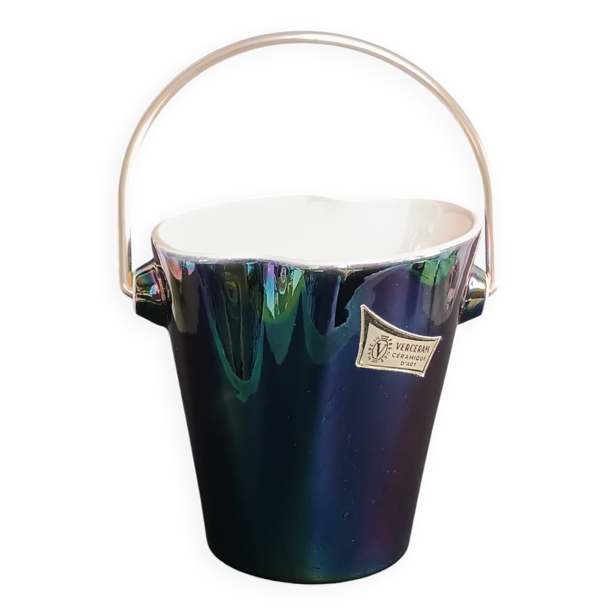 Verceram Black Iridescent Ceramic Ice Bucket