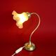 Lampe de chevet col de cygne ancienne en laiton doré et verre