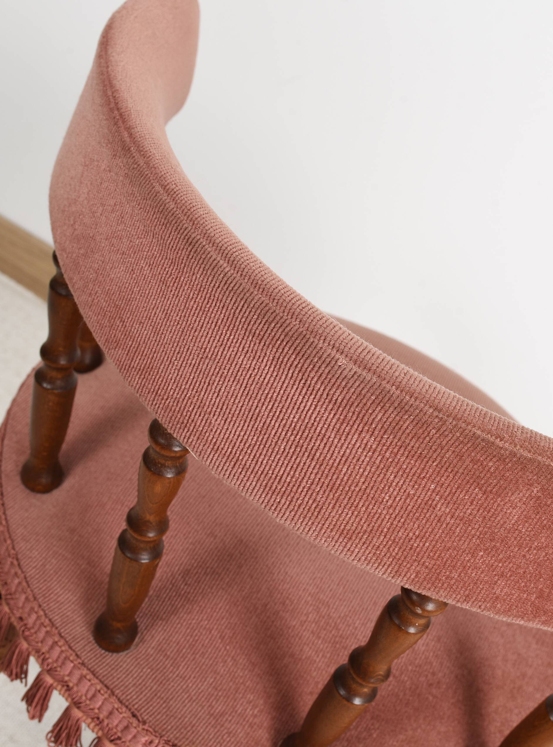 Old velvet armchair, toad style, from the 1950s