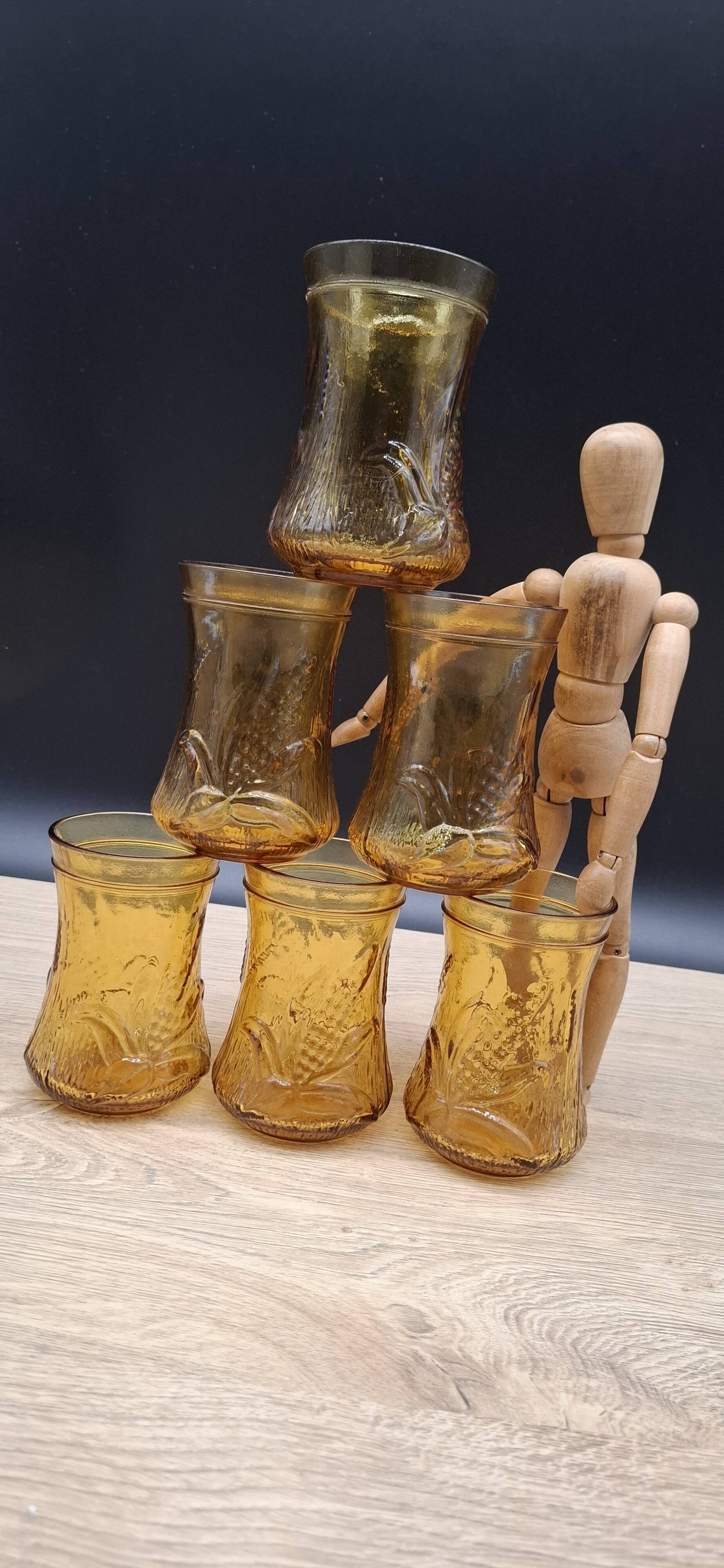 Set of 6 Italian ochre glasses