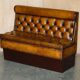 Pair of Victorian Chesterfield pub benches in leather.