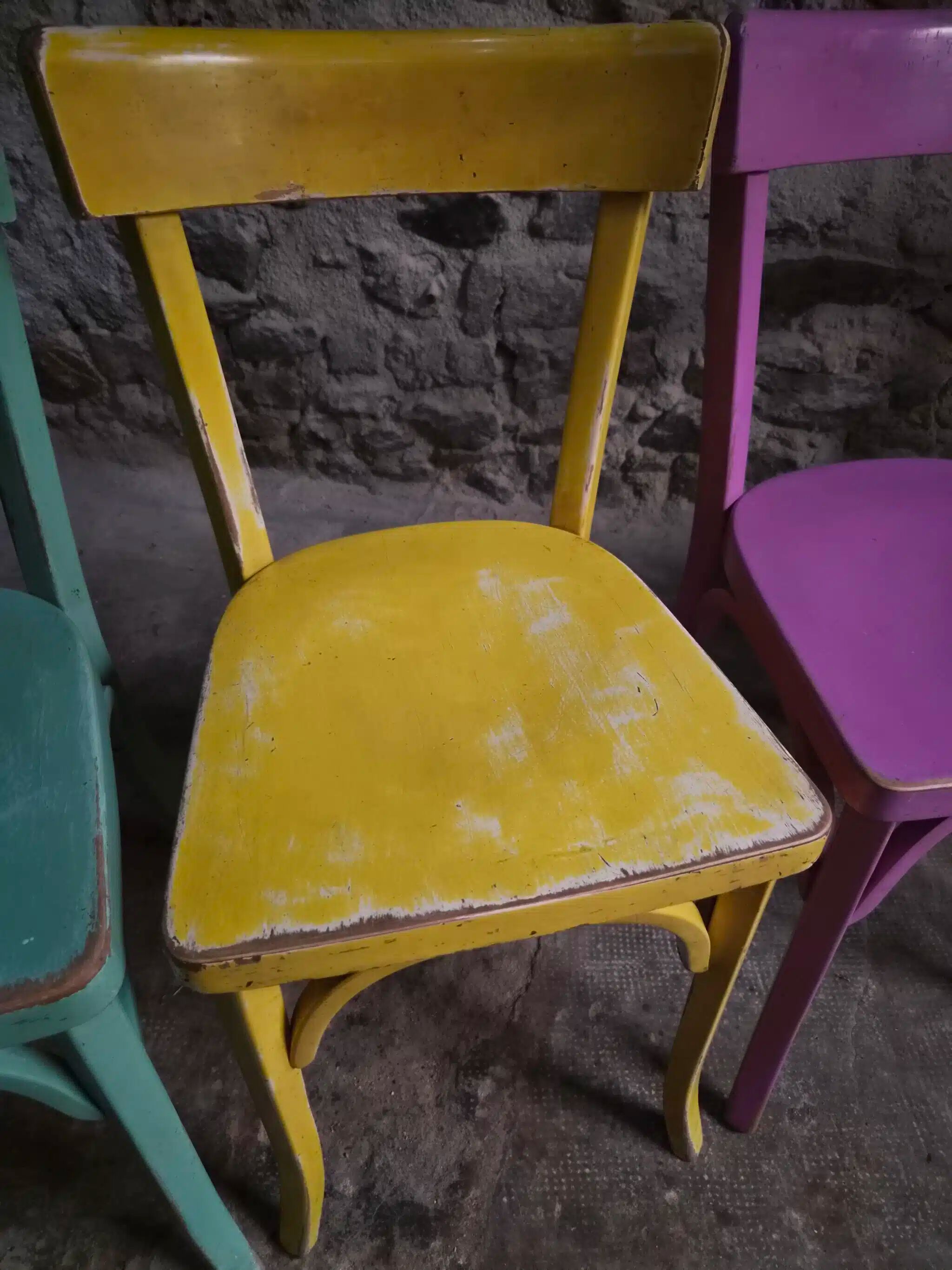 Chaises bistrot françaises Baumann en couleurs variées, lot de 6, années 1950