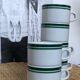Lot 6 tasses en porcelaine blanc rayure vert