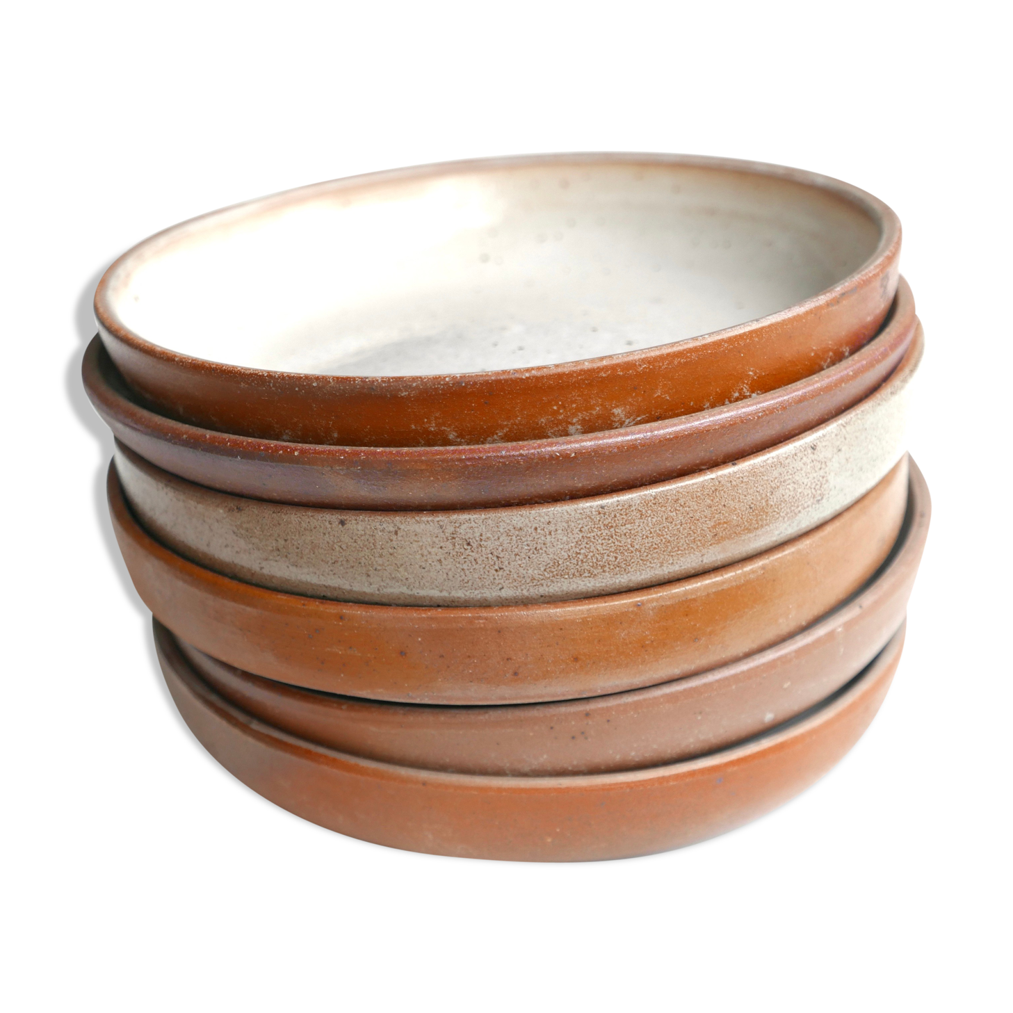 Set of 6 hollow sandstone plates, 70s