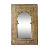 Moroccan mirror in chiseled brass, 70s