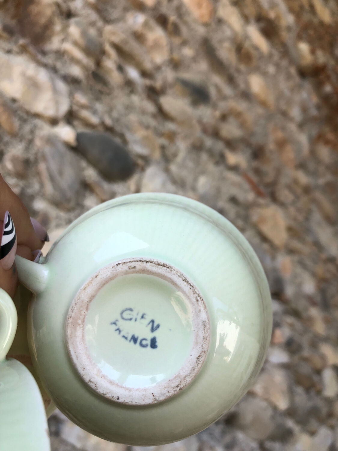 Cups + saucers • Gien, vintage pastel series