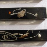 6 vintage knife holders, resin inclusion, shells.