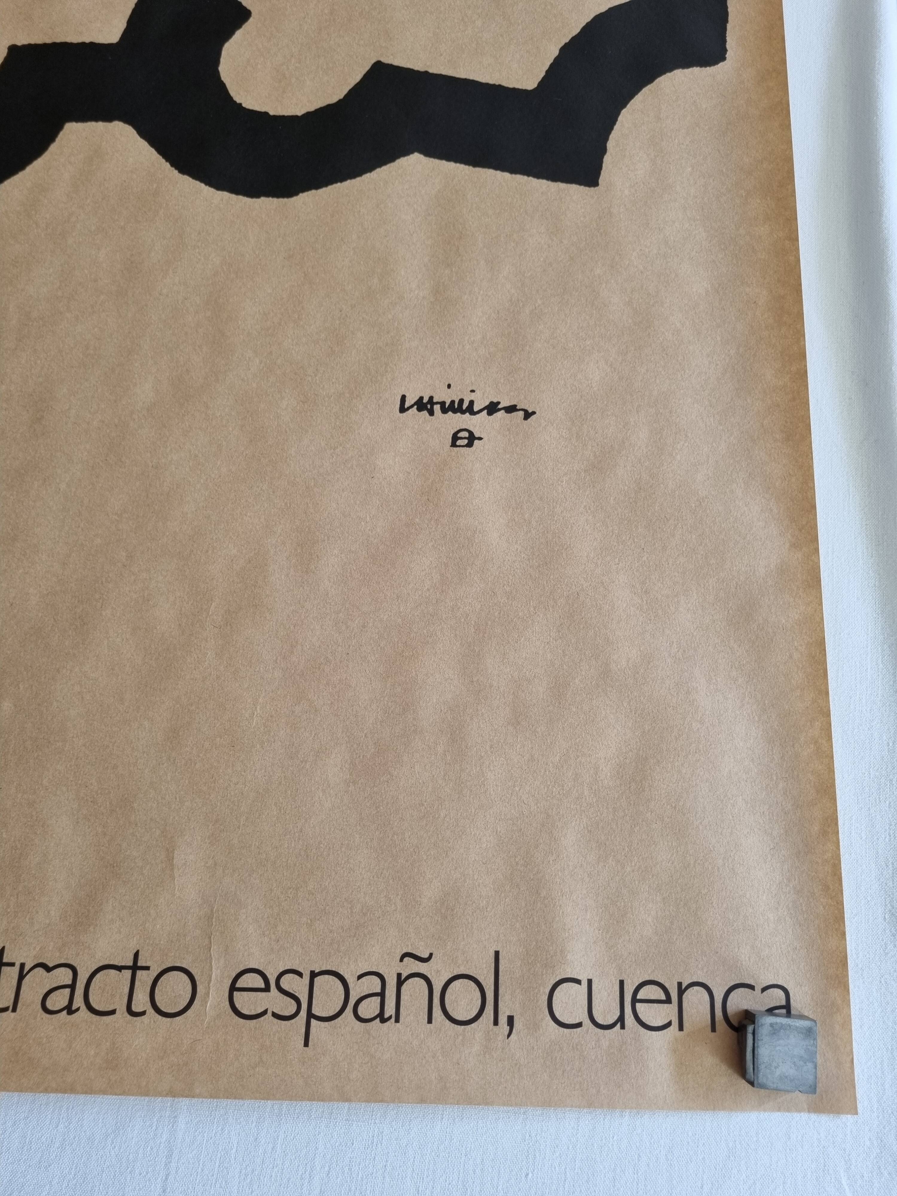 Two Eduardo Chillida screen-printed posters, abstraction on kraft paper, 50 x 70 cm