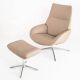 Fauteuil en cuir avec repose-pieds. Modèle Lotus. Edition: Kebe. Danemark