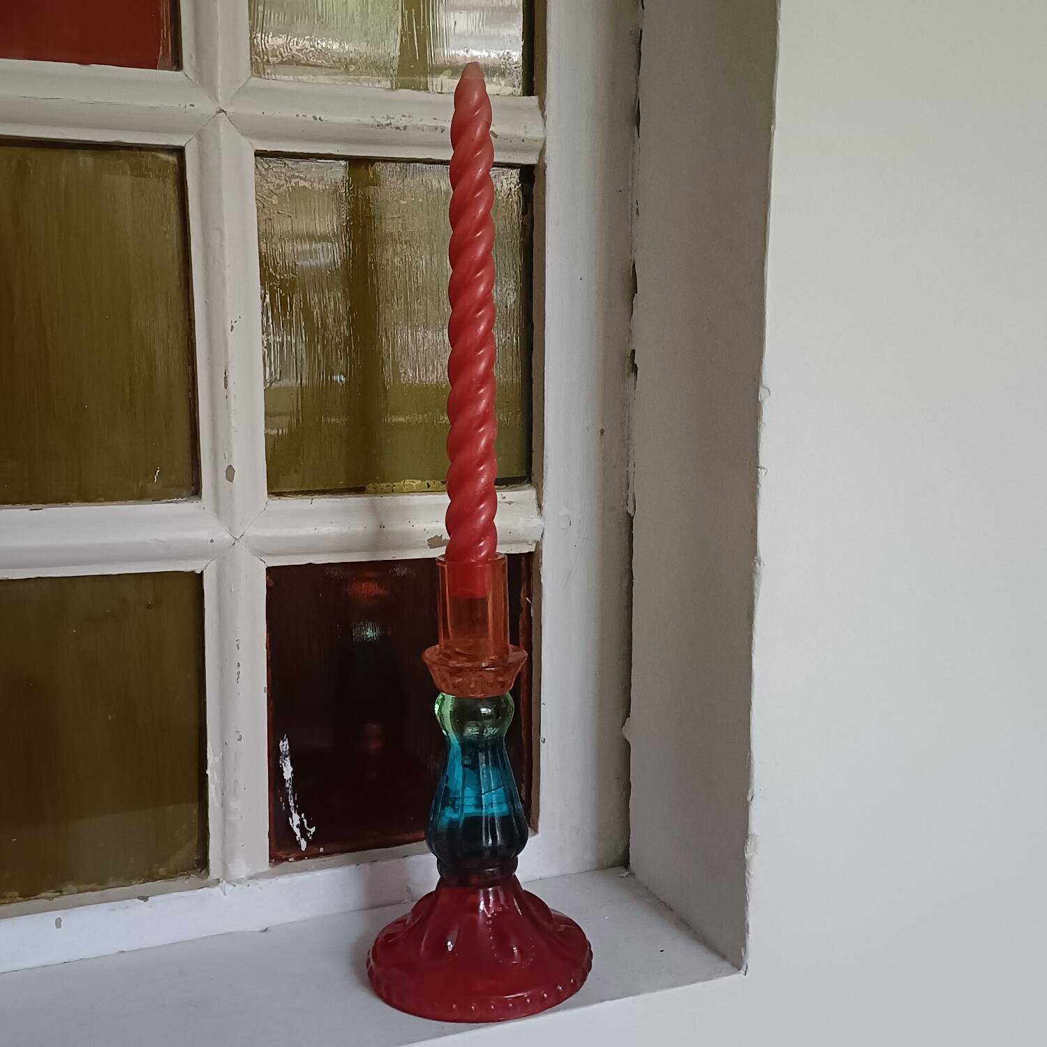 Multicoloured glass candlestick