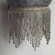 Pair French Vintage Mottled Glass Single Wall Lights Beaded Fringed Shade