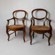 Vintage set of 2 Louis-Philippe armchairs from the 19th century, cherry wood chairs, hand-woven straw seats, antique Italian seat, elegant gift.