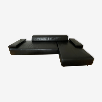 Moroso lowland black leather sofa