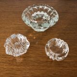 3 cut glass candle holders
