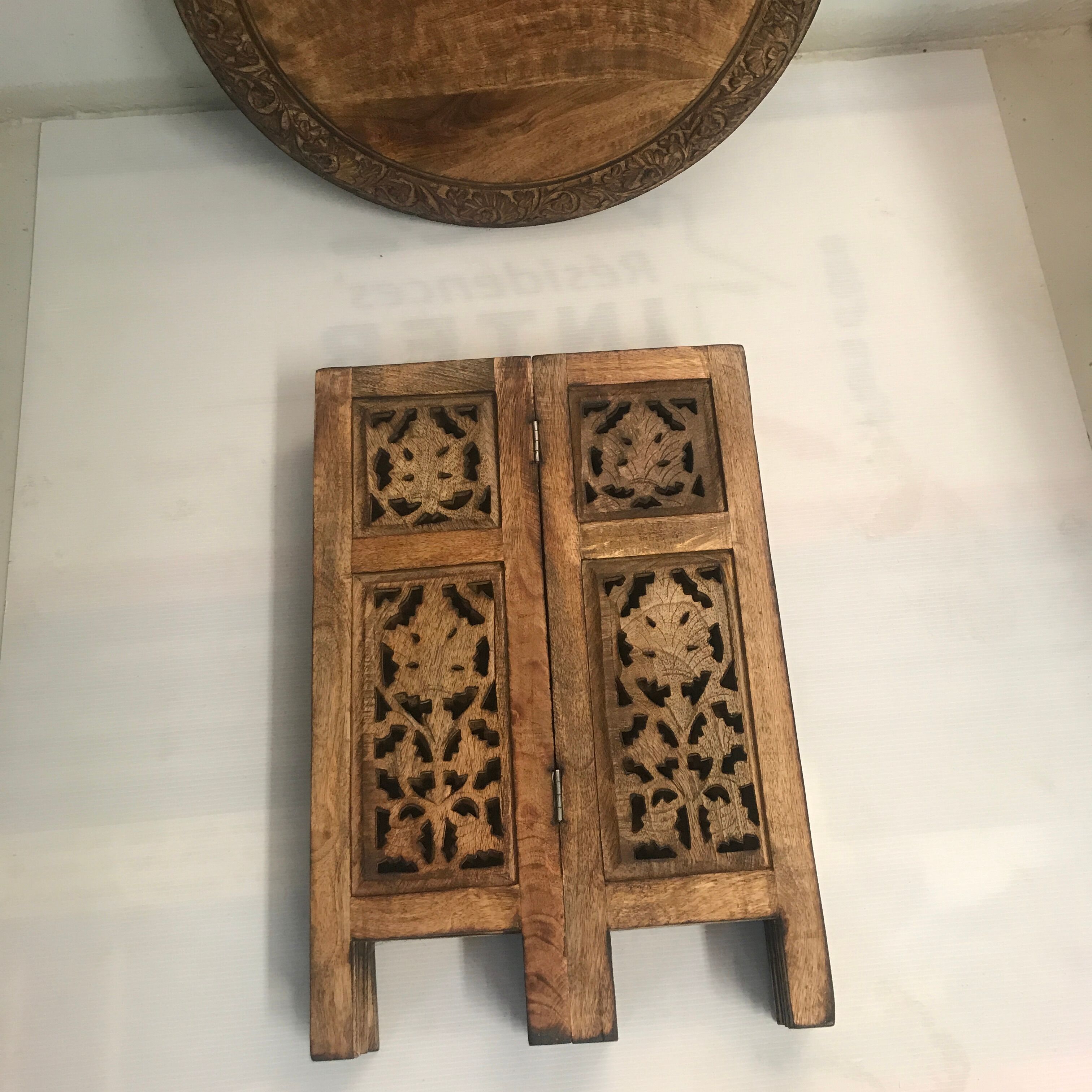 Exotic wooden coffee table carved molding