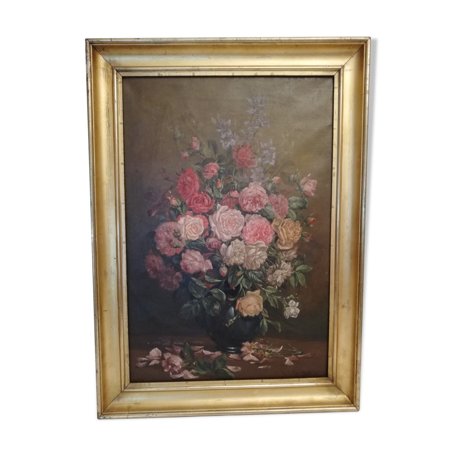 Oil on canvas bouquet of roses