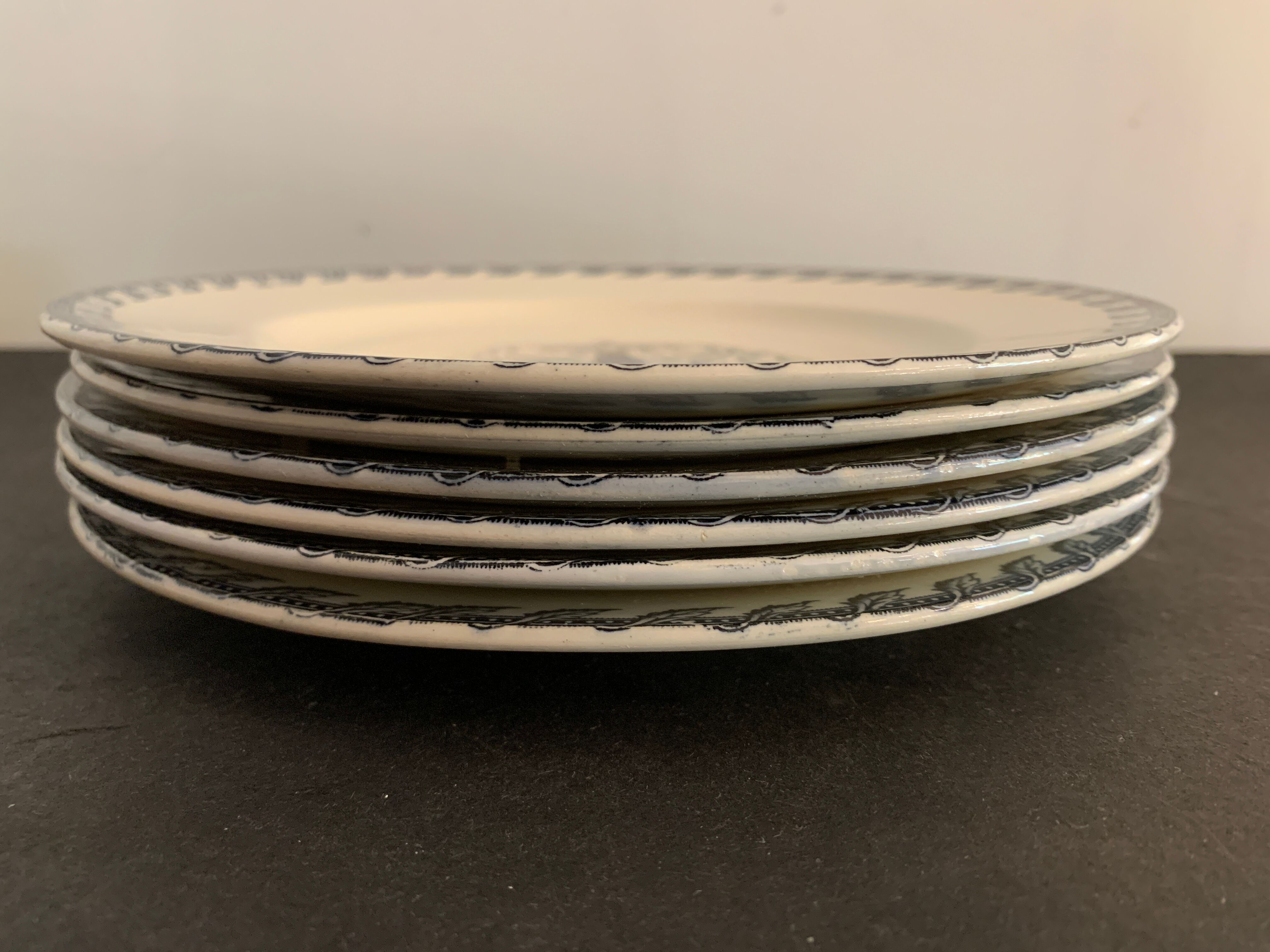 6 dessert plates and old earthenware dish, KG Lunéville