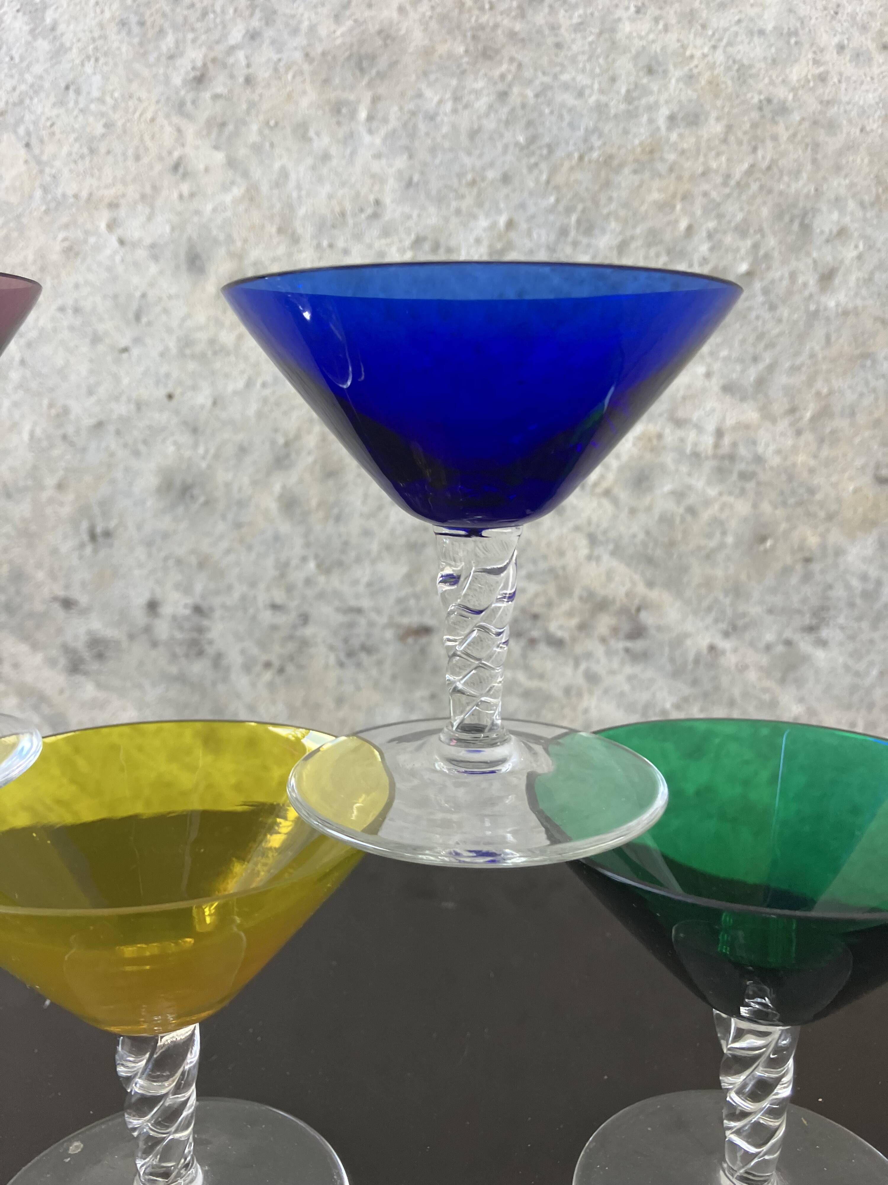 vintage 1970s martini glass set