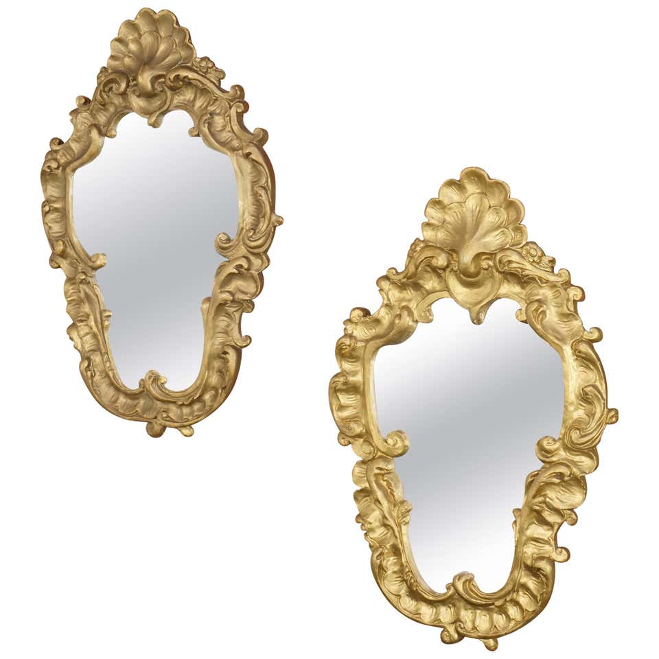 Pair of old rock mirrors in plaster - 59x38cm