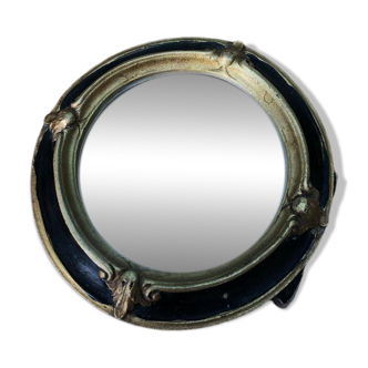 Petit miroir ancien bois noir et doré