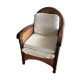 Fauteuils en rotin et bois