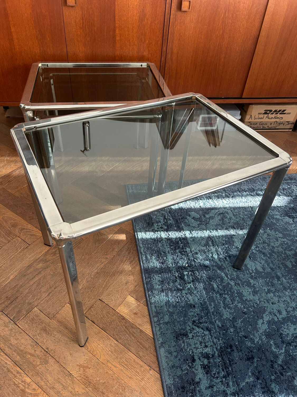 Chrome nesting tables designed and produced by Fratelli Orsenigo.