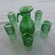 Service a orangeade verre moulé vert décor bulles