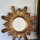 Golden sun mirror in wood, vintage, 1950s, made in Italy.