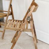 Pair of folding wooden chairs