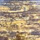 Old coffee table with golden marble top, 70s design, vintage wooden feet
