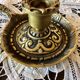 Hand candle holder medieval style solid brass twentieth century