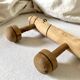 Turned wooden wall coat rack with 3 hooks