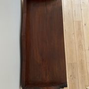 Bookcase vintage natural wood shelves open to three shelves