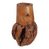 Vintage carved brutalist burl wood vase
