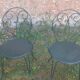Salon de jardin 1 table 2 fauteuils 3 chaises fer forgé vert wagon