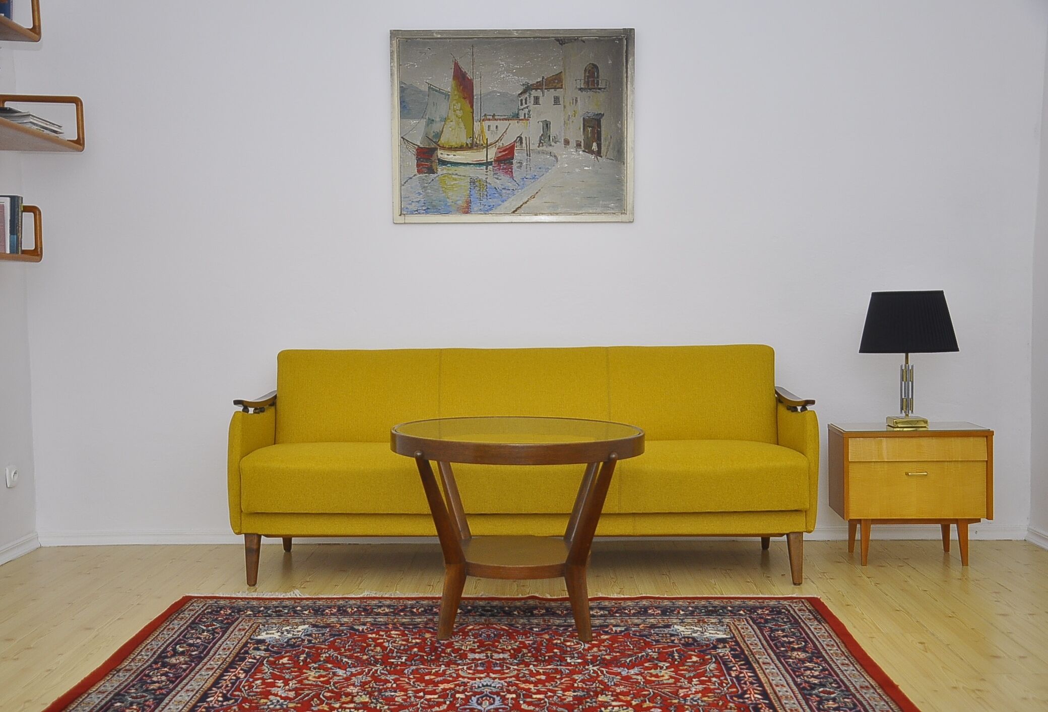 Daybed sofa with fold-out function, 1950s