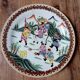 Antique Asian polychrome porcelain plate, hunting scene