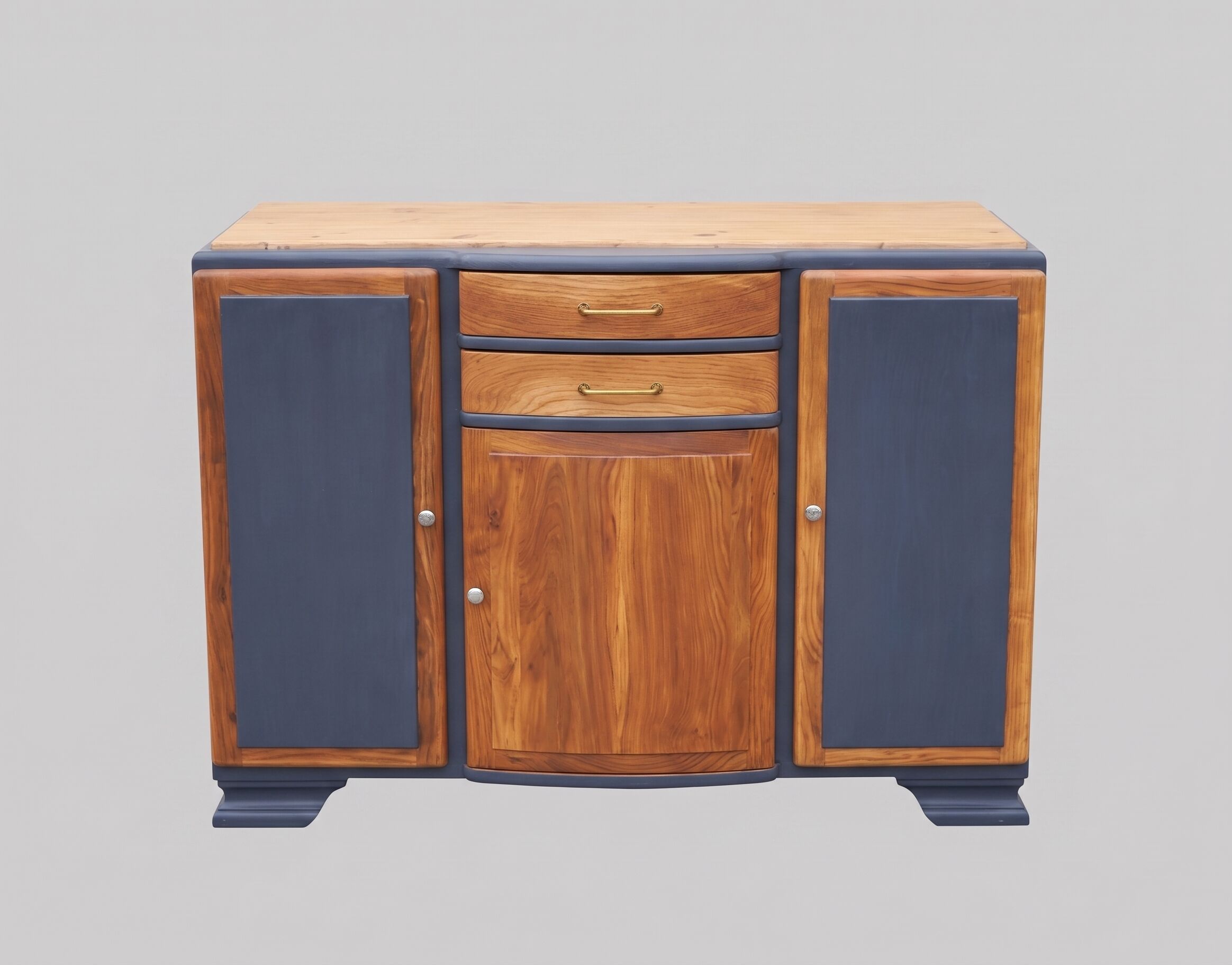 Buffet Mado Gris orage et bois années 50 complètement restauré