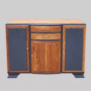 Mado buffet in grey-orange and wood from the 1950s, completely restored.