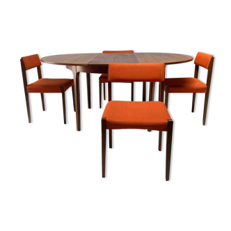 Table à manger du milieu du siècle des années 1960 et 4 chaises à manger par Nathan