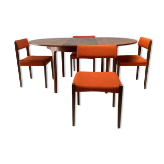 1960’s mid century dining table and 4 dining chairs by Nathan