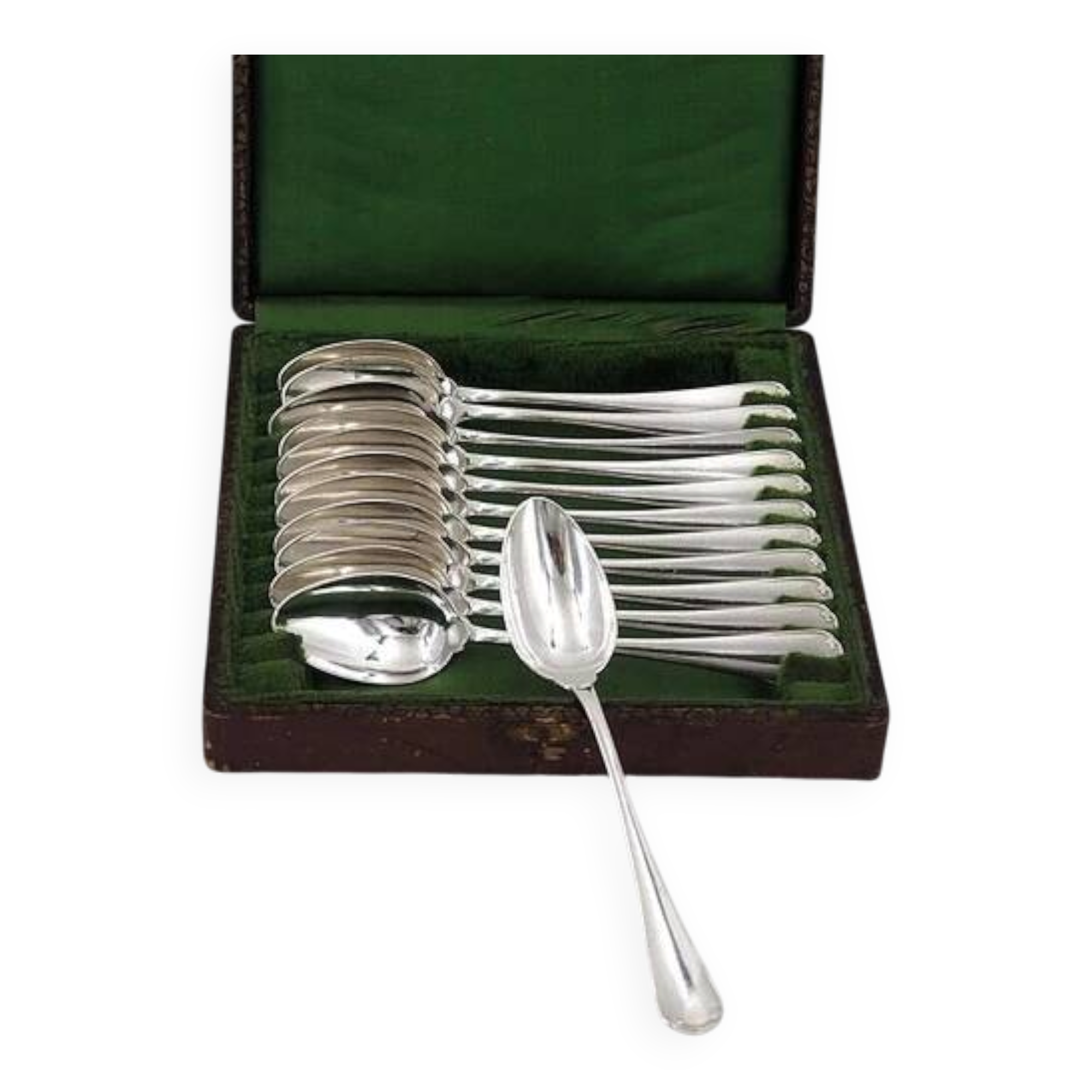 Christofle Japanese, 12 teaspoons, coffee, dessert, 14.2 cm, monogram "RD"