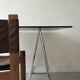 Large wire desk in smoked glass and chromed metal, Sauze 1970