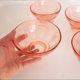 Set of 4 pink glass bowls